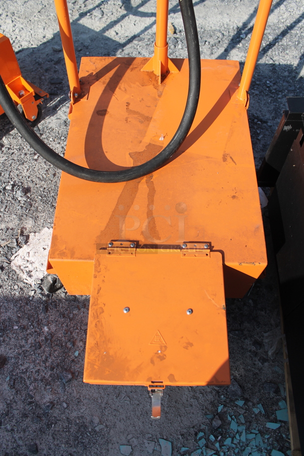 LIKE NEW! Fryclone Orange Metal Portable 50 Pound Capacity Oil Filtration System on Commercial Casters.  - Image 5 of 7