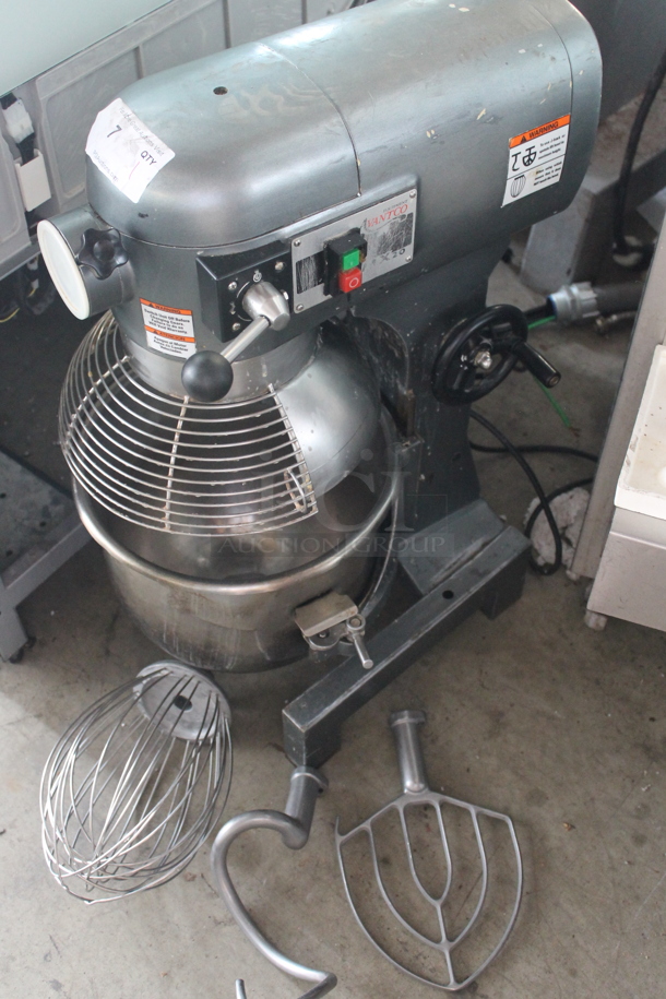 Avantco MX20 Metal Commercial Countertop 20 Quart Planetary Dough Mixer w/ Stainless Steel Mixing Bowl, Bowl Guard, Dough Hook, Paddle and Whisk Attachment. 120 Volts, 1 Phase. Tested and Working!  - Image 6 of 7