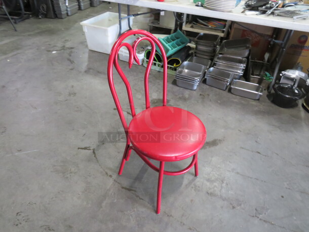 Red Metal Chair With Red Cushioned Seat. 4XBID - Image 2 of 2