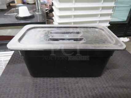One 1/6 Size 6 Inch Deep Food Storage Container With Lid.