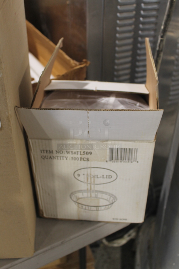 ALL ONE MONEY! MOST NEW IN BOX Lot of 8" Round Pans, Aluminum Pans, Receipt Paper, Lids, Seasoning Containers, Fluorescent Lighting, Halogene Bulb, 500 Count 9" Round Pans, 100 Count Large Salad Bowls/Lids AND MORE!  - Image 10 of 12