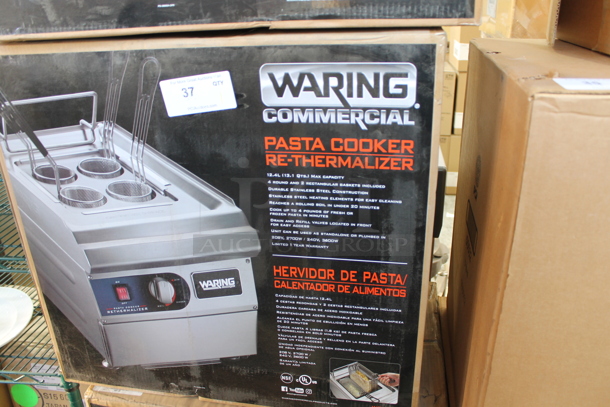 BRAND NEW IN BOX! Waring WPC100 Stainless Steel Commercial Countertop Electric Powered 3.5 Gallon Electric Pasta Cooker / Rethermalizer w/ Baskets. 240 Volts.  - Image 2 of 2