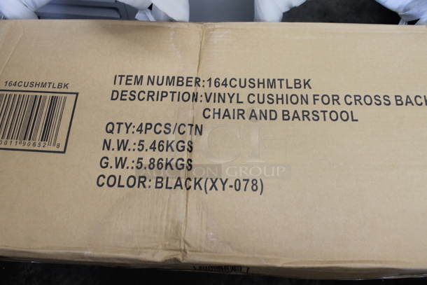 4 BRAND NEW SCRATCH AND DENT! Lancaster Table & Seating Black Finish Cross Back Dining Height Chair with 2 1/2" Black Vinyl Padded Seat. Stock Picture Used As Gallery Picture. 4 Times Your Bid! - Image 7 of 7