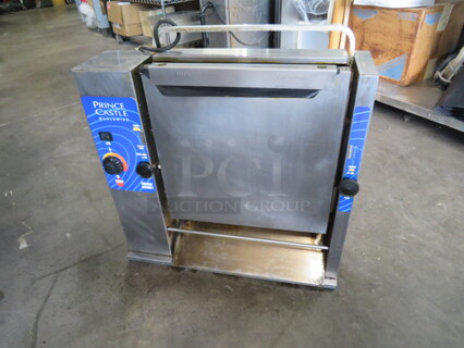 One Prince Castle Slim Line High Heat Vertical ToasXter. Model# 297-T12-PHH. 115 Volt. 25X8X26. $2379.00