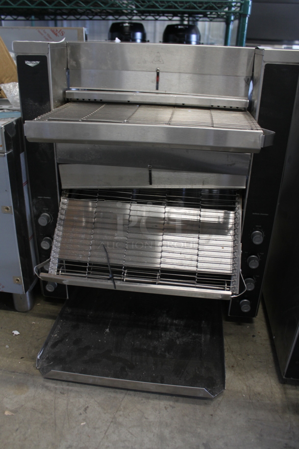 BRAND NEW SCRATCH AND DENT! Vollrath JT4 Stainless Steel Commercial Countertop Electric Powered Dual Conveyor Toaster with 1 1/2"-3" and 1 1/2" Openings. 240 Volts, 1 Phase.  - Image 3 of 5