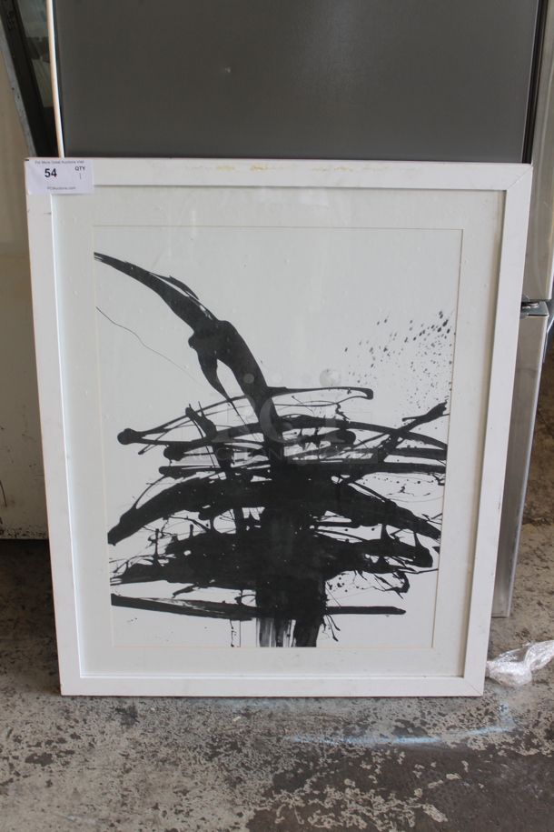 Framed Picture of Abstract Black and White Painting. - Image 1 of 3