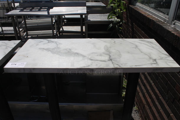 Stone Tabletop on 2 Black Bar Height Table Bases. - Image 2 of 3