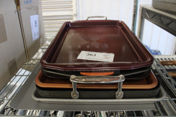 8 Various Metal Baking Pans. Includes 17.5x11.5x1. 8 Times Your Bid!