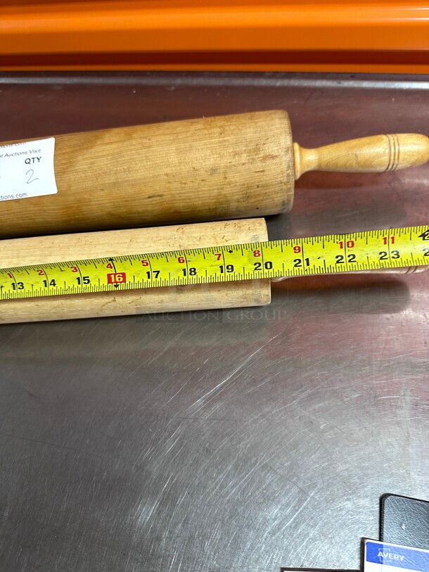 Assorted Commercial  23 inch and 20 Inch Maple Wood Professional Rolling Pin NSF  - Image 4 of 5