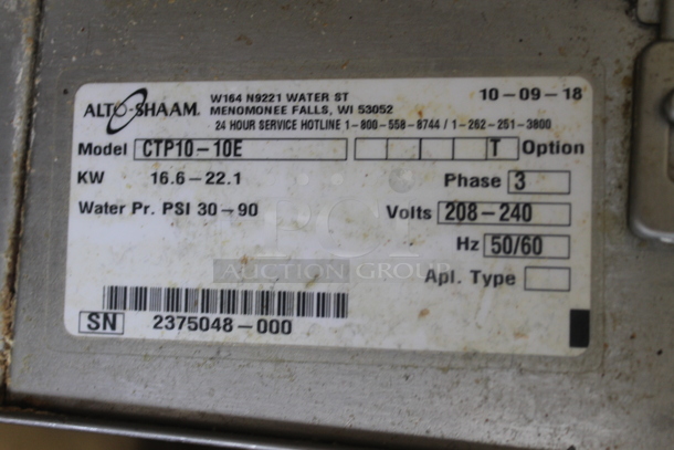 2018 Alto Shaam CTP10-10E Stainless Steel Commercial Electric Powered Combitherm Convection Oven on Metal Equipment Stand. 208-240 Volts, 3 Phase. - Image 6 of 6