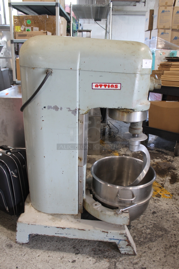 Attias USA 60 Metal Commercial Floor Style 60 Quart Planetary Dough Mixer w/ Stainless Steel Mixing Bowl and Dough Hook Attachment. 220 Volts, 1 Phase. - Image 2 of 11