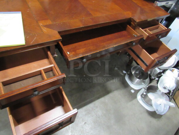 One Solid Wood Executive Desk With 5 Drawers. 62X30X30.5 - Image 3 of 3