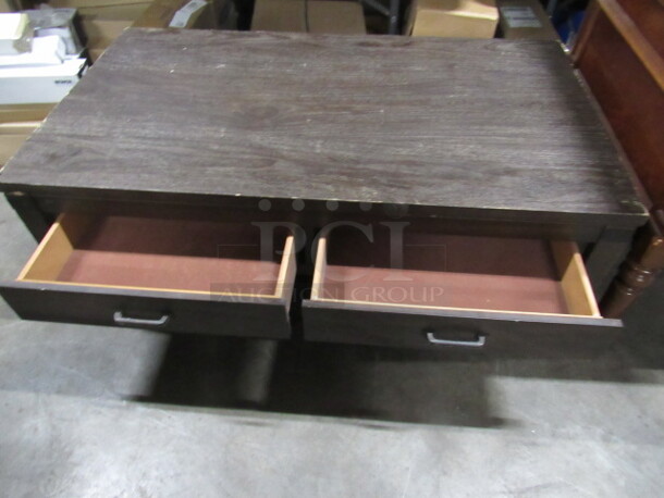 One Wooden Coffee Table With 2 Drawers And Under Shelf. 50X28X19 - Image 2 of 2