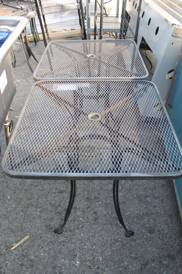 2 Outdoor Square Lattice Tables With Cast Aluminum Frame. Cosmetic Condition May Vary. 2 Times Your Bid! 