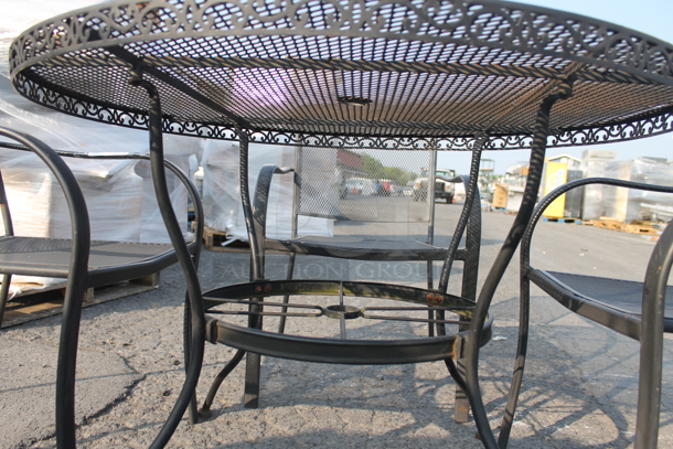 5 Piece Outdoor Set Including Round Lattice Dining Table And 4 Lattice Style Chairs. Cosmetic Condition May Vary. 5 Times Your Bid! Chairs: 23X22x34.5 - Image 3 of 7