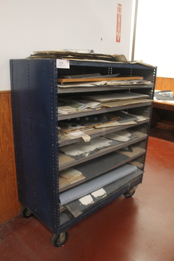 Blue Metal Cart w/ Contents on Commercial Casters. - Image 2 of 5