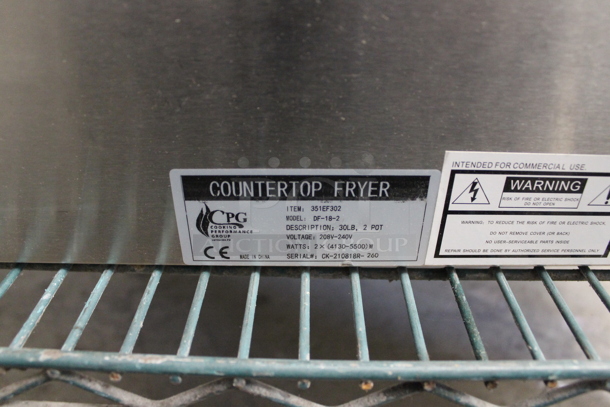 BRAND NEW SCRATCH AND DENT! Cooking Performance Group CPG 351EF302 Stainless Steel Commercial Countertop Electric Powered Double Fryer w/ 2 Metal Fry Baskets. 208-240 Volts. - Image 4 of 5