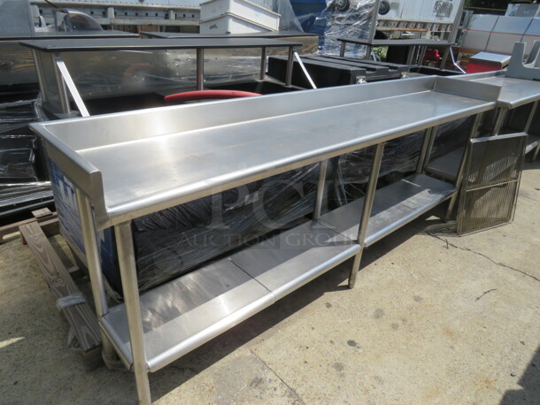 One Stainless Steel Table With A Stainless Steel Under Shelf. 102X18X40