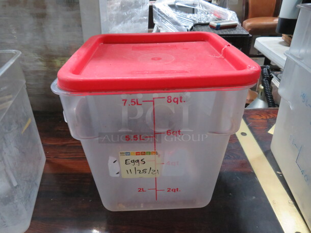 One 8 Quart Food Storage Container With Lid. - Image 1 of 1