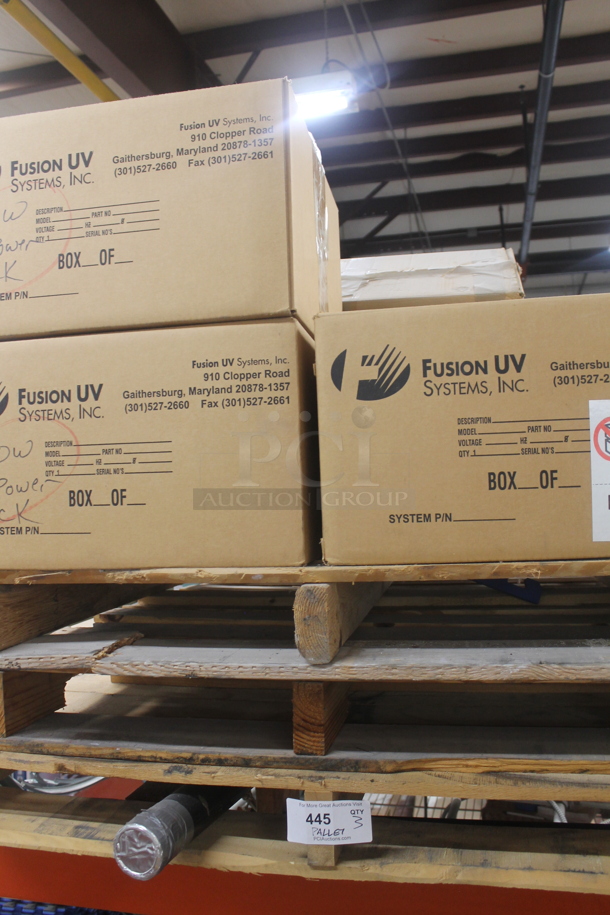 ALL ONE MONEY! THREE PALLET LOT of Various Items Including Fusion UV Systems. BUYER MUST REMOVE. - Image 1 of 4