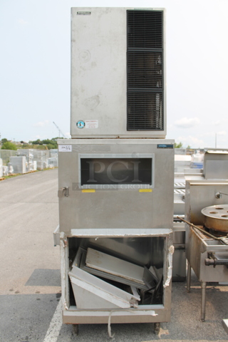 Hoshizaki KM-1300MAH Stainless Steel Commercial Ice Head on Commercial Bin. 208-230 Volts, 1 Phase.