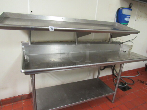One Stainless Steel Clean Side Dish Table With Stainless Under Shelf And SS Over Shelf. 100X30X60. BUYER MUST REMOVE