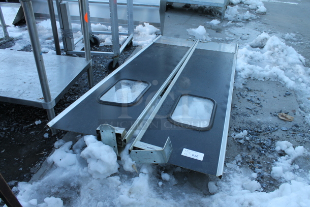 2 Eliason Metal Commercial Swinging Kitchen Doors w/ Hardware. 2 Times Your Bid! - Image 4 of 4