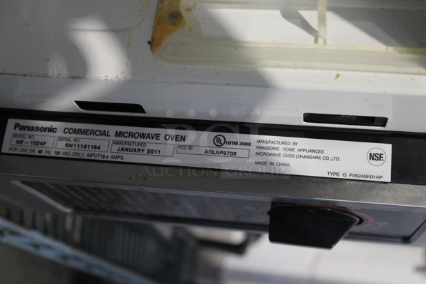 2011 Panasonic NE-1024F Stainless Steel Commercial Countertop Microwave Oven. 120 Volts, 1 Phase.  - Image 8 of 8