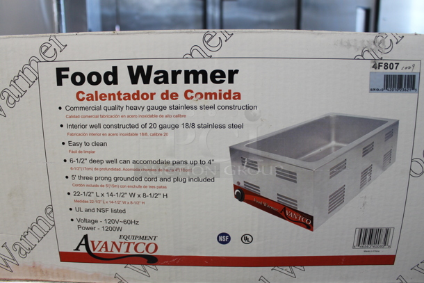 IN ORIGINAL BOX! Avantco Stainless Steel Commercial Food Warmer. 120 Volts, 1 Phase. Tested and Working! - Image 3 of 8