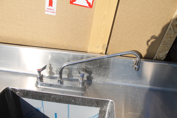 BRAND NEW! Stainless Steel Commercial Table w/ Sink Basin, Faucet and Handles. No Legs. Bay 20x20x15 - Image 4 of 8
