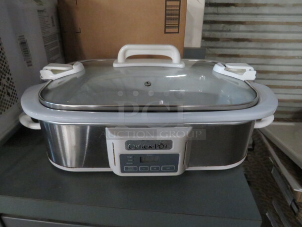One Crockpot Slow Cooker With Locking Lid. Model# SCCPCCP350-SS. 120 Volt.