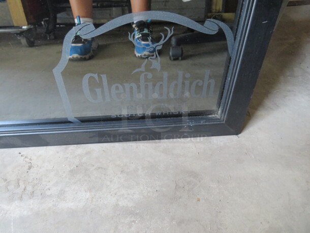 One 28X22 Framed Glenfiddich Single Malt Scotch Whiskey Mirror.