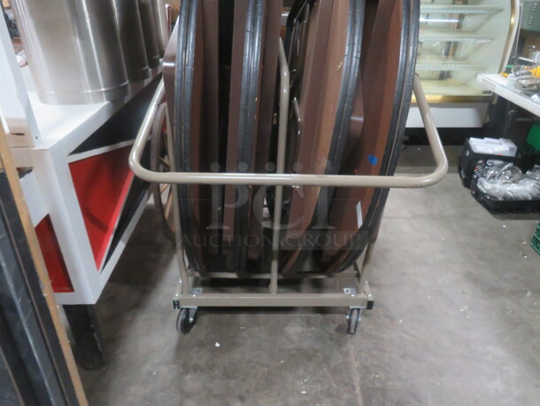 One Metal Transport Cart For 60 Inch Round Tables. This Cart Will Hold 8 Tables. CART ONLY!!!! Tables Sold Seperately! - Image 1 of 2