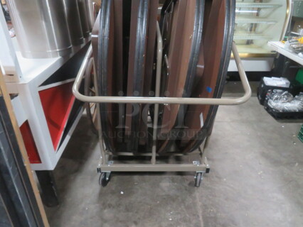 One Metal Transport Cart For 60 Inch Round Tables. This Cart Will Hold 8 Tables. CART ONLY!!!! Tables Sold Seperately!
