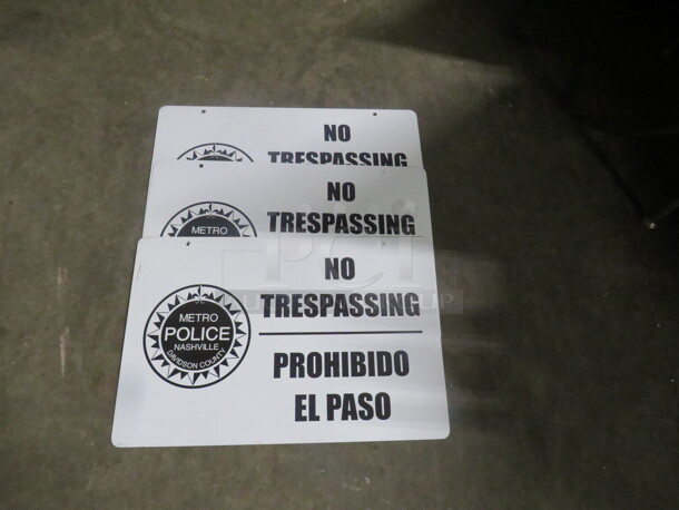 18X12 No Trespassing Signs. 3XBID
