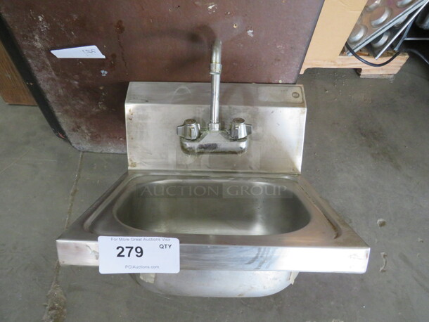 One 15.5X15 Stainless Steel Hand Sink With Faucet.