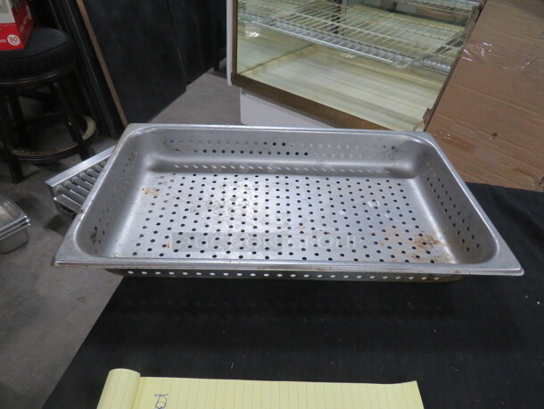 One Full Size 2.5 Inch Perforated Hotel Pan.