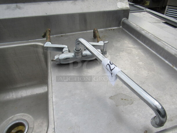 One Stainless Steel 3 Compartment Sink, With R/L Drain Board And Faucet. 92X27X42. Sink 16X21X13 - Image 2 of 3