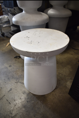 7 White Round End Tables / Display Pedestals. 7 Times Your Bid!