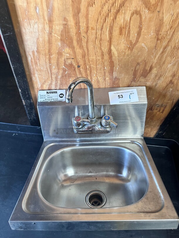 Clean! Krowne HS-2 Wall Mount Commercial Hand Sink w/ 12 1/2L x 9 3/4W x 5 7/8D Bowl, Low Lead MSF  - Image 2 of 5