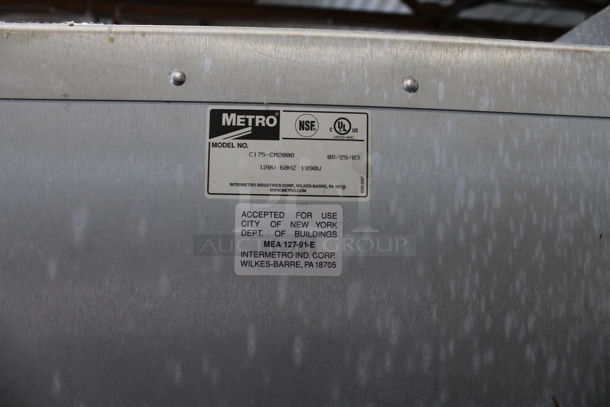 Metro C175-CM2000 Metal Commercial Heated Holding Cabinet. 120 Volts, 1 Phase. Tested and Working! - Image 4 of 4