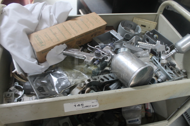 Metal 3 Tier Cart w/ Contents on Commercial Casters. - Image 2 of 4