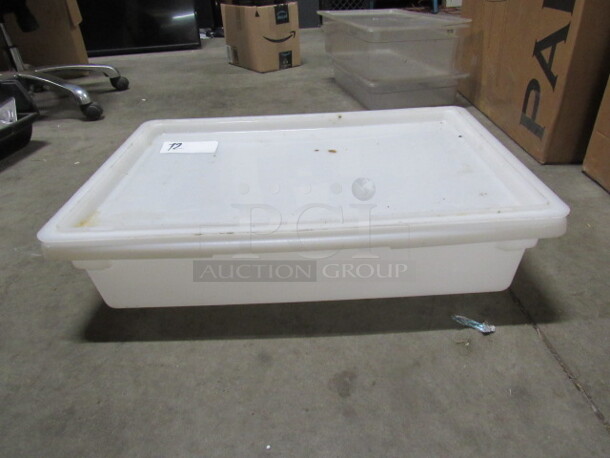 One Cambro 8.75 Gallon Food Storage Container With Lid.