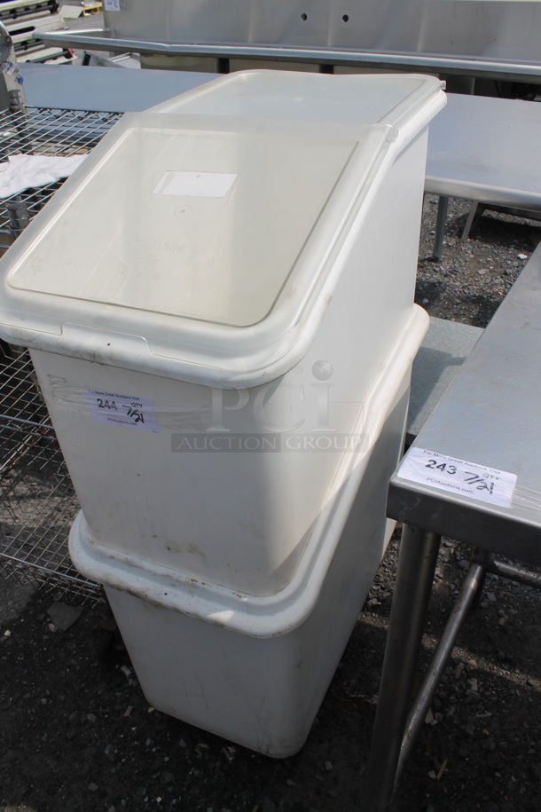 2 White Poly Ingredient Bins on Commercial Casters w/ 1 Lid. 2 Times Your Bid! - Image 2 of 5