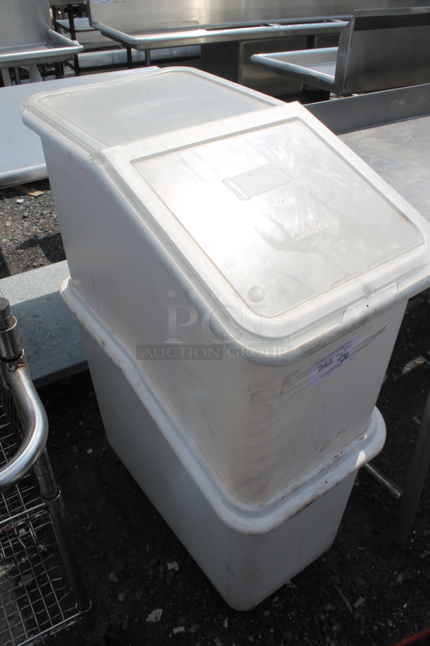2 White Poly Ingredient Bins on Commercial Casters w/ 1 Lid. 2 Times Your Bid! - Image 3 of 5