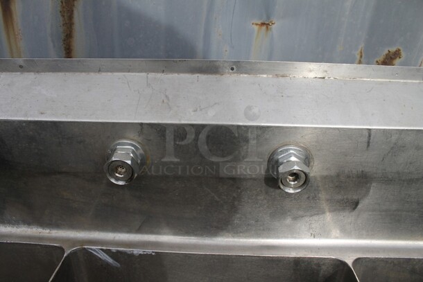 Stainless Steel Commercial 3 Bay Sink w/ Faucet, Handles and Spray Nozzle Attachment. No Legs. Bays 15x15x12.5 - Image 7 of 8