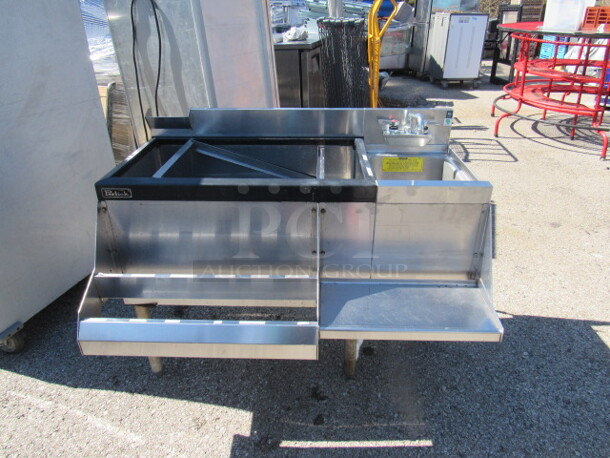 One Stainless PERLICK Ice Well With Cold Plate, Beverage Connections, And A 24 Inch Dual Speed Rail, Hand Sink With Faucet, Back Splash, And Blender Shelf. 42X28X34  - Image 2 of 3