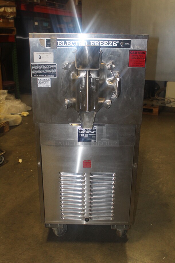 AMAZING! Emery Thompson/Electro Freeze Model 20LA-SP Commercial Stainless Steel Batch Freezer On Casters. 23.5x42x53. 220V/60Hz. 3 Phase. Working When Pulled!