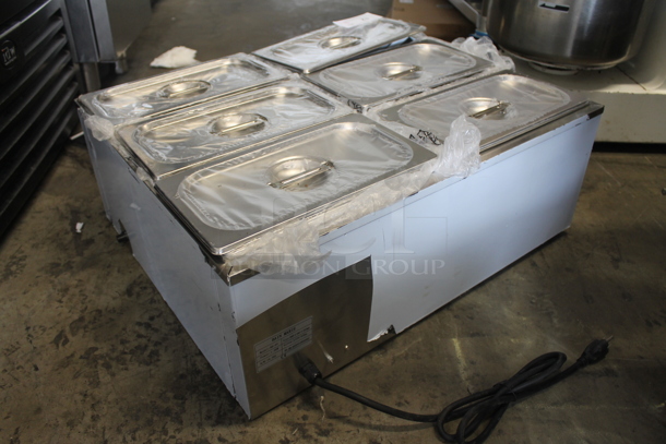 Vevor NB-6V Stainless Steel Commercial Countertop Refrigerated Rail w/ 6 Stainless Steel 1/3x6 Drop In Bins and Lids. 110 Volts, 1 Phase. Tested and Working! - Image 8 of 10