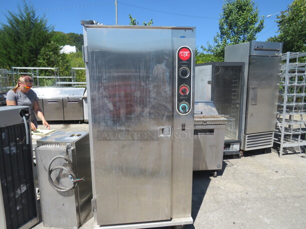 One WORKING Plate Mate Heated Holding Cabinet On Casters. 120 Volt. Model# HM84W. $8514.88. - Image 1 of 3